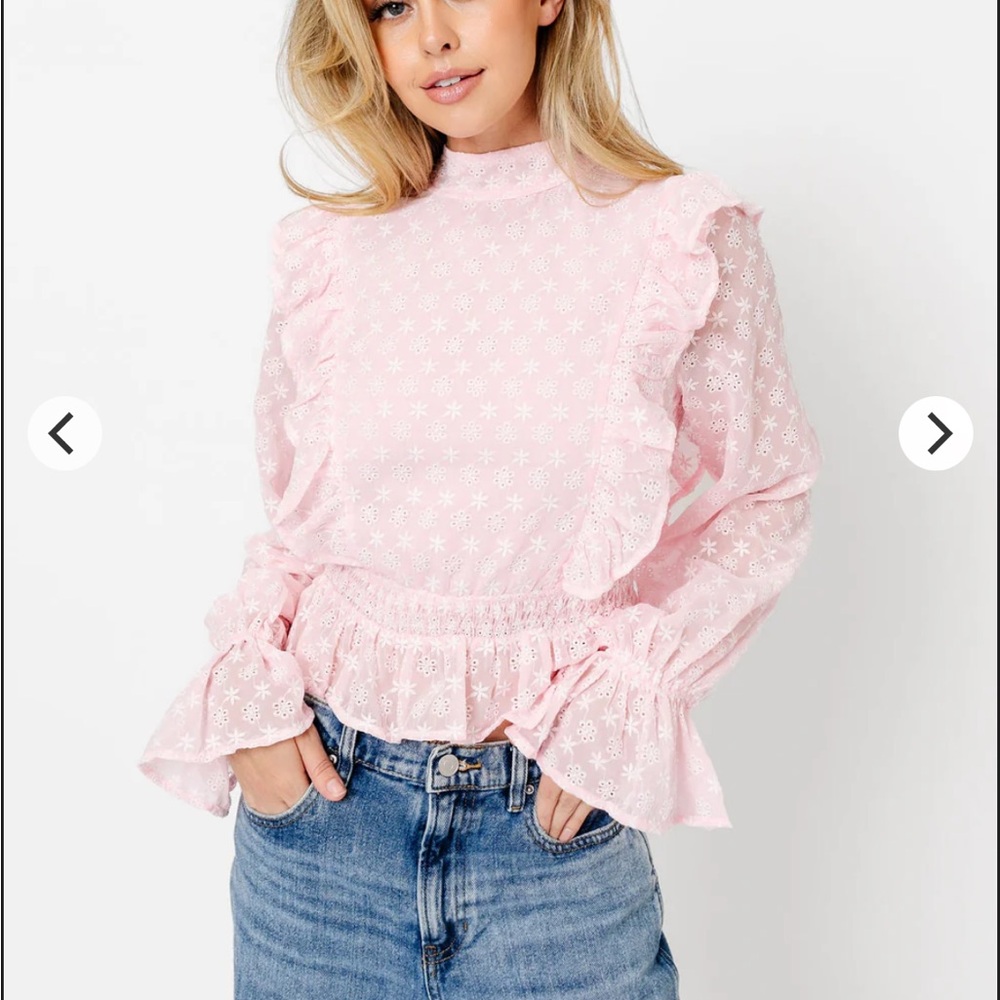 Pink Ruffled Women's Top - Picture 2 of 4